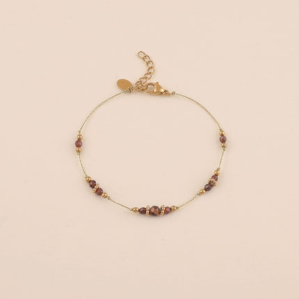 Bracelet - maille fine serpent, pierres naturelles