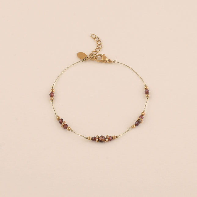 Bracelet - maille fine serpent, pierres naturelles