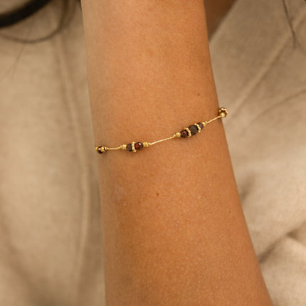 Bracelet - maille fine serpent, pierres naturelles