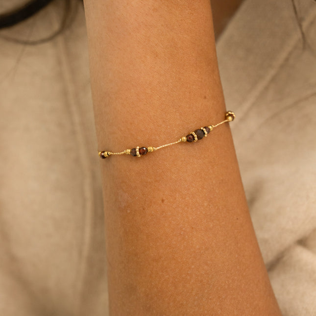 Bracelet - maille fine serpent, pierres naturelles