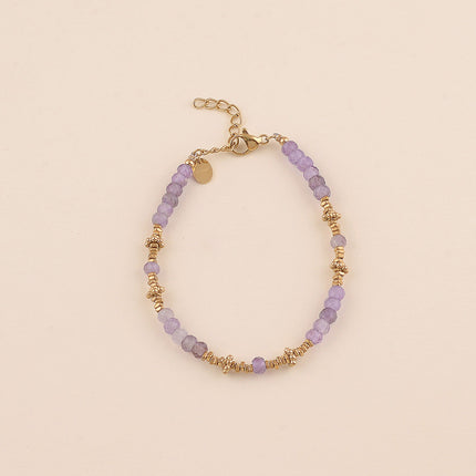 Bracelet - sur câble, perles en acier et pierres naturelles