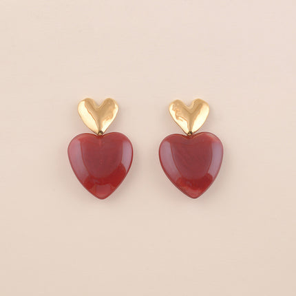 Boucles pendantes - coeurs et résine