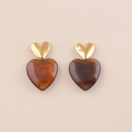 Boucles pendantes - coeurs et résine