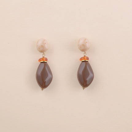 Boucles pendantes - 3 perles en résine