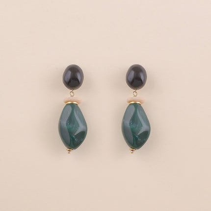Boucles pendantes - 3 perles en résine