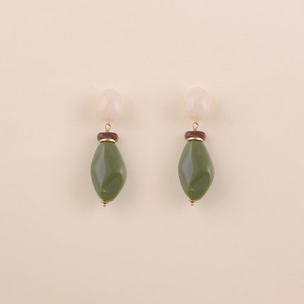 Boucles pendantes - 3 perles en résine