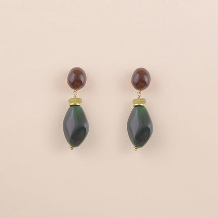 Boucles pendantes - 3 perles en résine