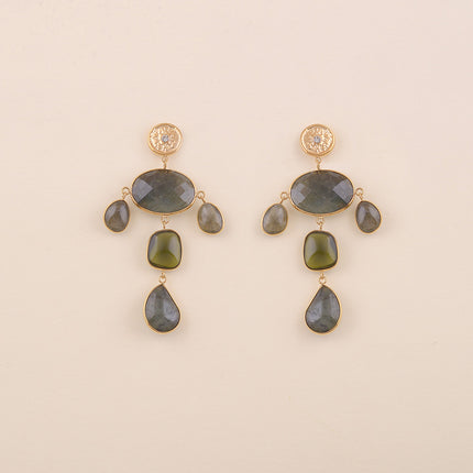 Boucles pendantes - étoile, pierres naturelles et résine
