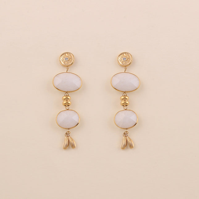 Boucles pendantes - étoile avec cristal, pierres naturelles