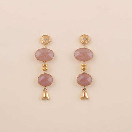 Boucles pendantes - étoile avec cristal, pierres naturelles
