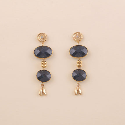 Boucles pendantes - étoile avec cristal, pierres naturelles