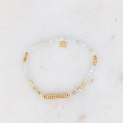 Bracelet Renay - cylindre strié et pierres naturelles