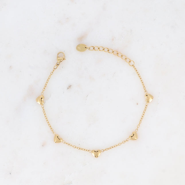 Bracelet - en acier inoxydable avec pampilles coeur