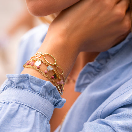 Bracelet Albia - pampilles rondes lisses et pierres naturelles