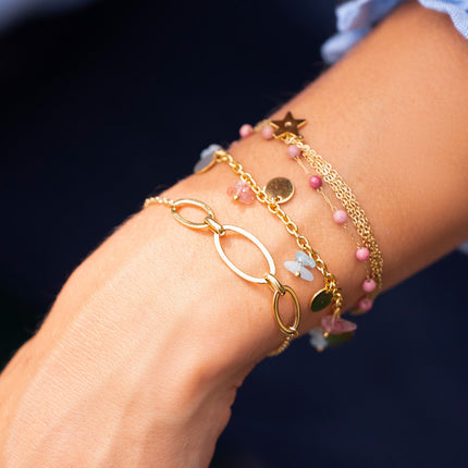 Bracelet Albia - pampilles rondes lisses et pierres naturelles