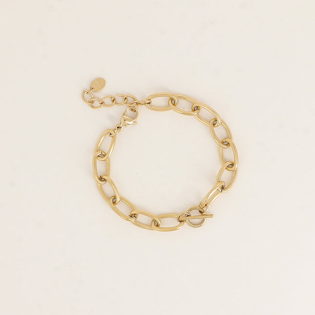 Bracelet - maille ovale, anneau et barre