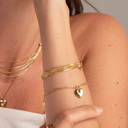 Bracelet Aseyam - 7 mailles serpent fines et anneau fixe