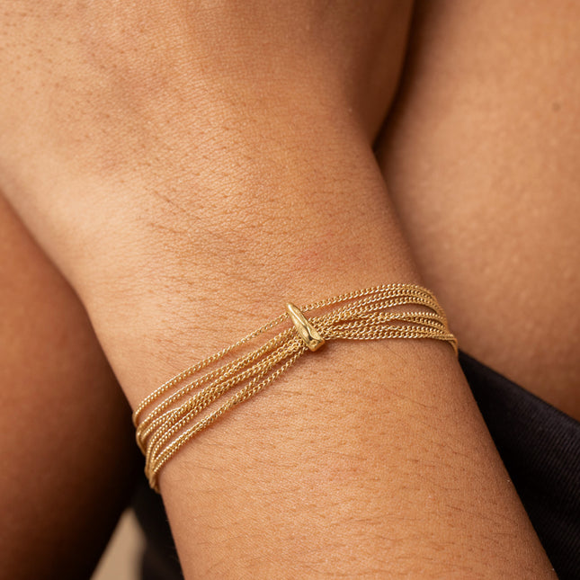 Bracelet - 7 mailles forçat fines et anneau fixe