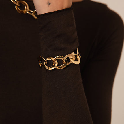 Bracelet Atria - gros anneaux plats ovales texturés