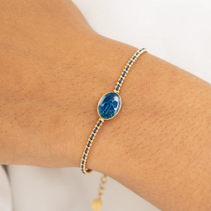 Bracelet - la Madone, émail et cordon