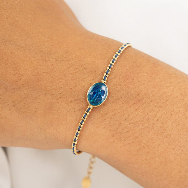 Bracelet - the Madonna, enamel and cord