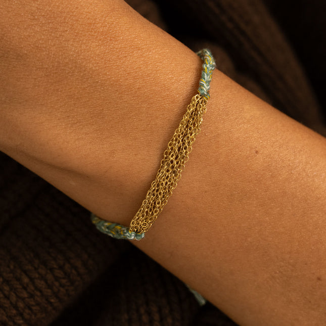 Bracelet sur cordon - fermoir coulissant, 10 chaînes