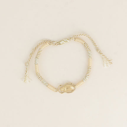 Bracelet sur cordon - fermoir coulissant, pendentif scarabée