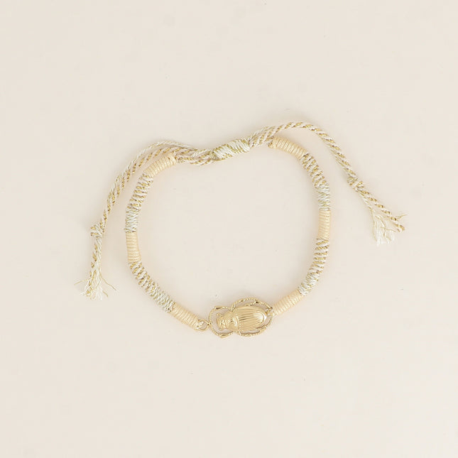 Bracelet sur cordon - fermoir coulissant, pendentif scarabée