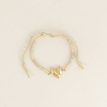 Bracelet sur cordon - fermoir coulissant, pendentif coeur