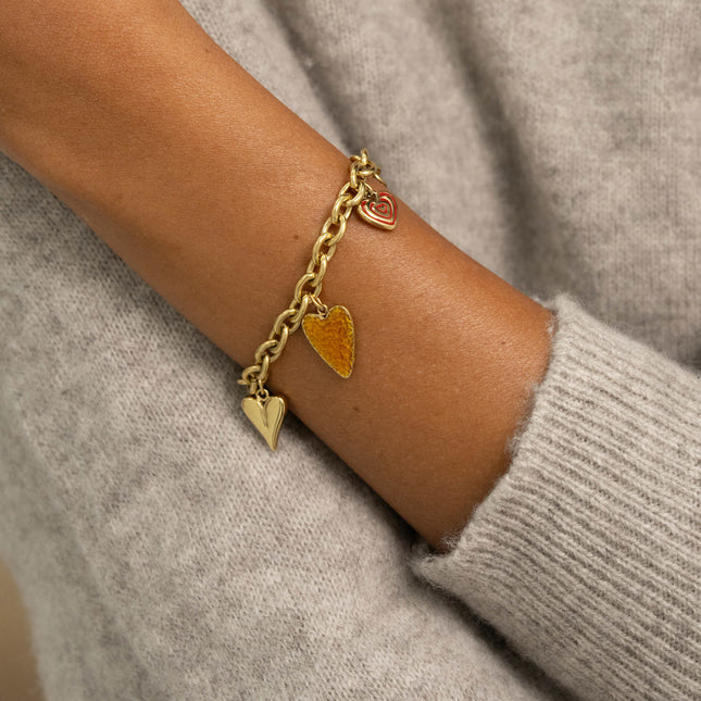 Bracelet - resin heart charms, enamel