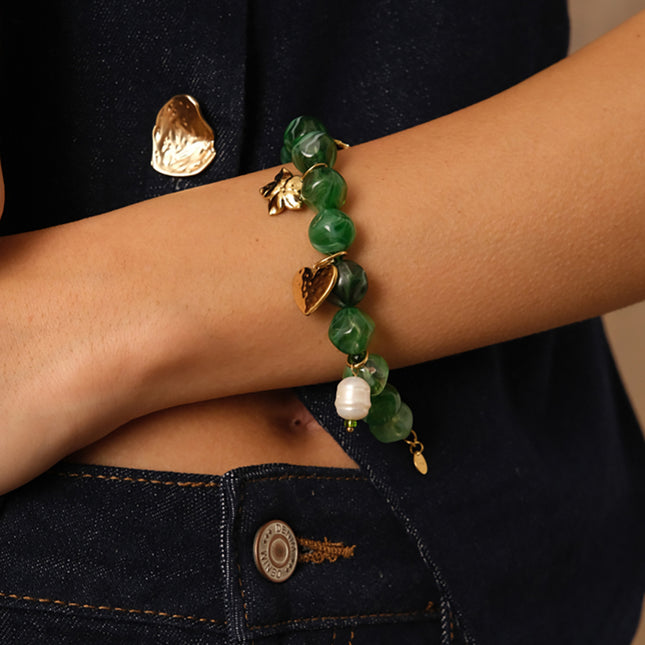 Avelyne bracelet - pompom, sun, flower, heart and freshwater pearl