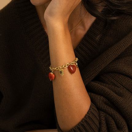 Bracelet - coeurs en résine, céramique émaillée