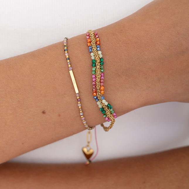 Bracelet - chaîne enroulée de pierres naturelles