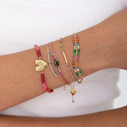 Bracelet multirangs - perles rocailles et pierres naturelles