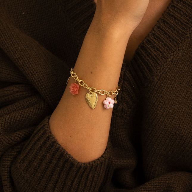 Bracelet - fleurs en résine, céramique, soleil, coeur