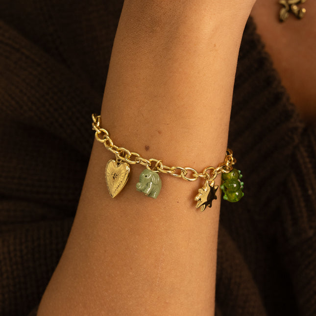 Bracelet - sun, flower, elephant, heart, engraved bird, clover