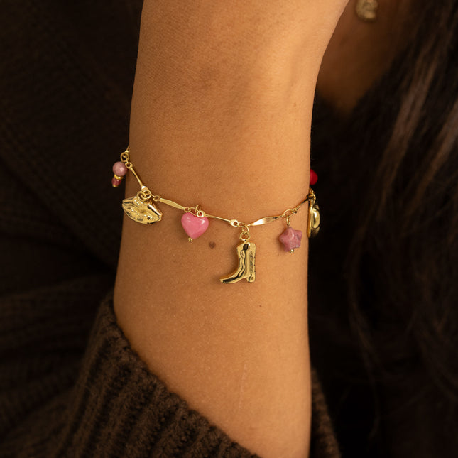 Bracelet - perles, fleur, étoile, chapeau, botte, bouche, coeur