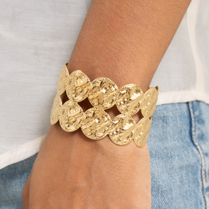Orelle cuff - two rows of hammered circles