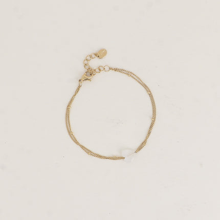 Bracelet - 2 rangs et coeur en pierre naturelle