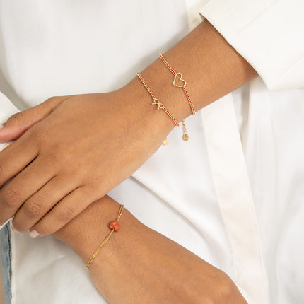 Bracelet - 2 rangs et coeur en pierre naturelle