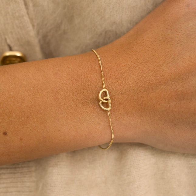Bracelet - coeurs menottés, maille gourmette