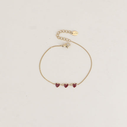 Bracelet - 3 coeurs émaillés