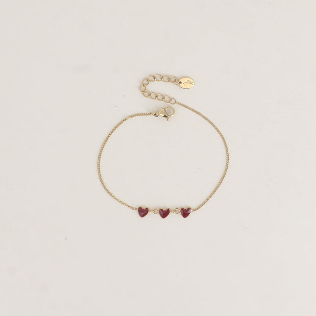 Bracelet - 3 coeurs émaillés