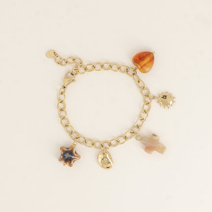 Bracelet - soleil, croix religieuse, ovale avec cristal, étoile, résine