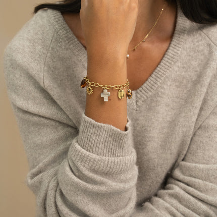 Bracelet - soleil, croix religieuse, ovale avec cristal, étoile, résine