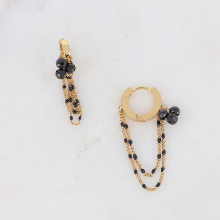 Livie Creole Earrings - Natural Stones and Enamelled Chains