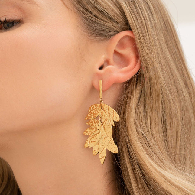 Isaiah stud earrings - textured foliage