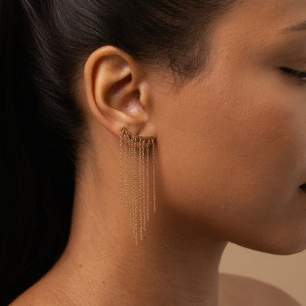 Aselya stud earrings - 9 dangling chains