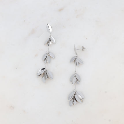 Cataleya drop earrings - foliage and chains