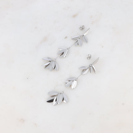 Cataleya drop earrings - foliage and chains